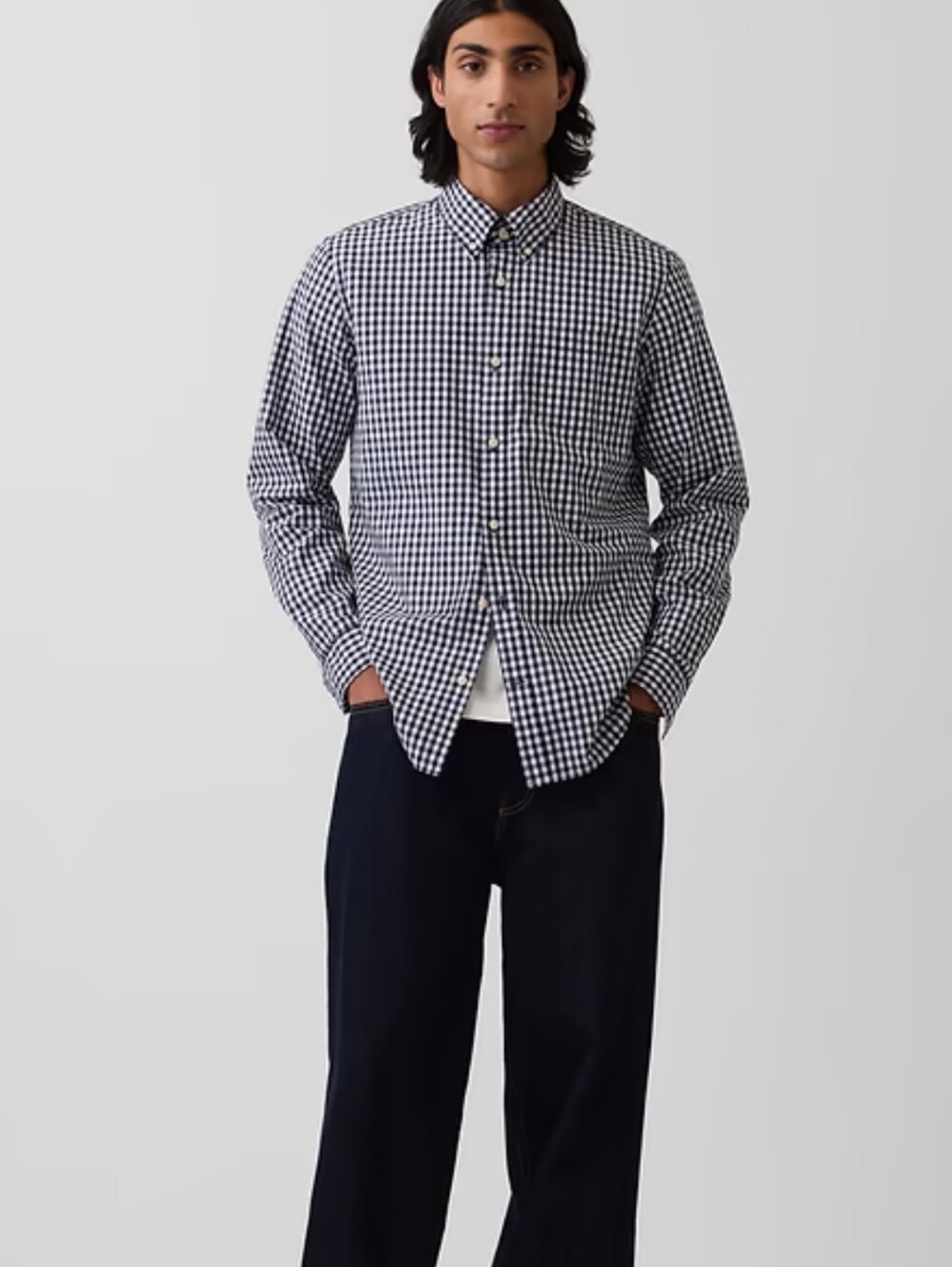 Tommy Hilfiger Black and White Gingham Button-Down Shirt